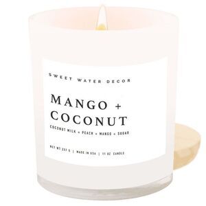 Sweet Water Decor Candle 11oz Mango + Coconut Scent Soy Jar Made in USA